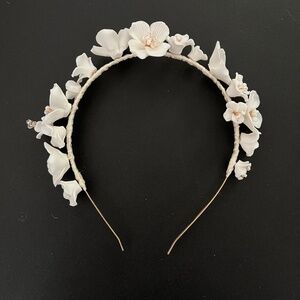Porcelain white floral bridal headband